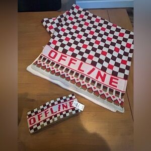NWT Offline Checkered Blanket Scarf and Headband Set